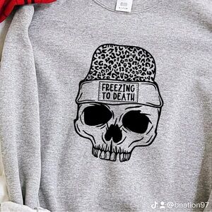 Gray Skull Graphic Sweater